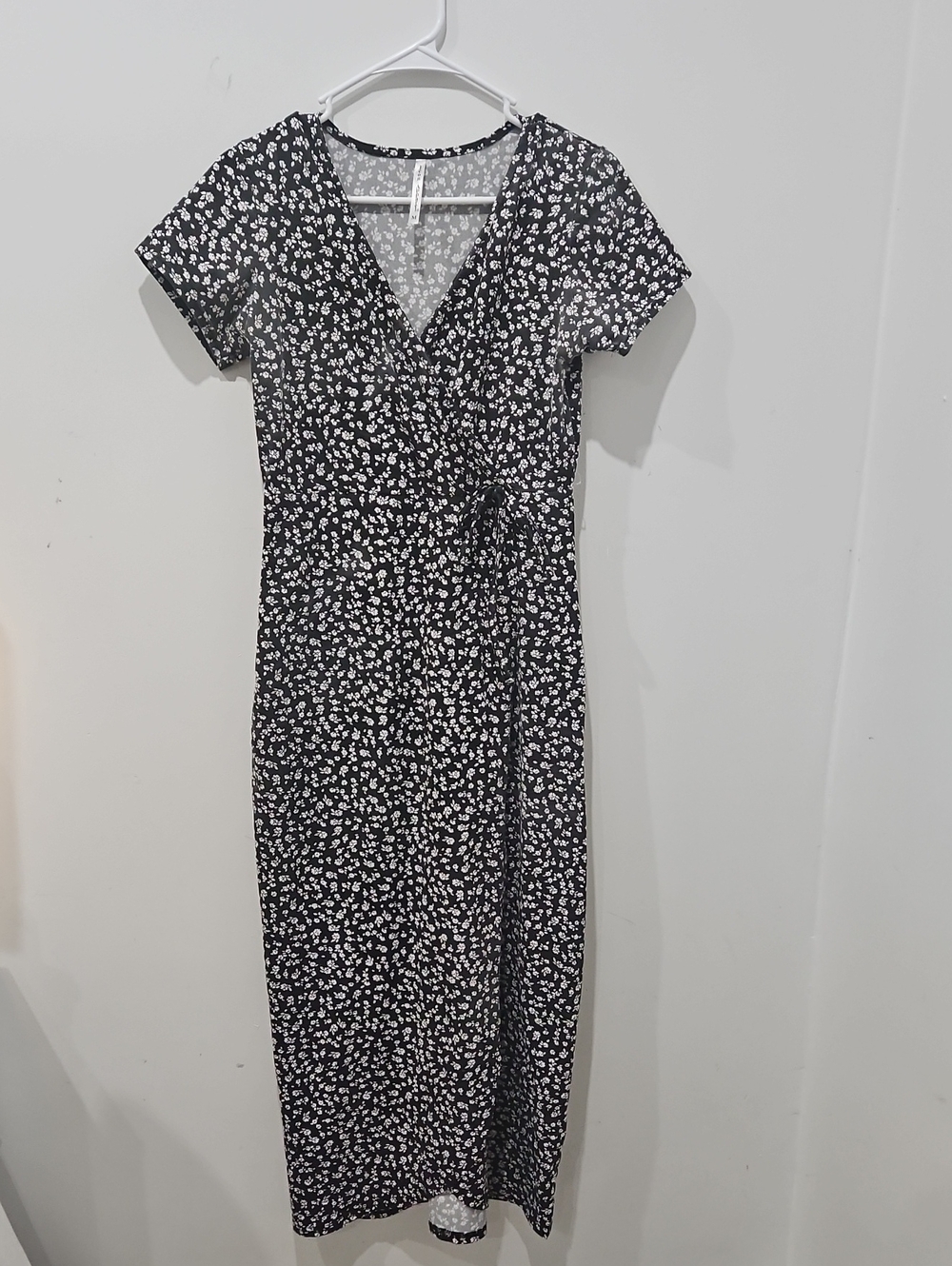 Black Floral Wrap-Style Maxi Dress - Women